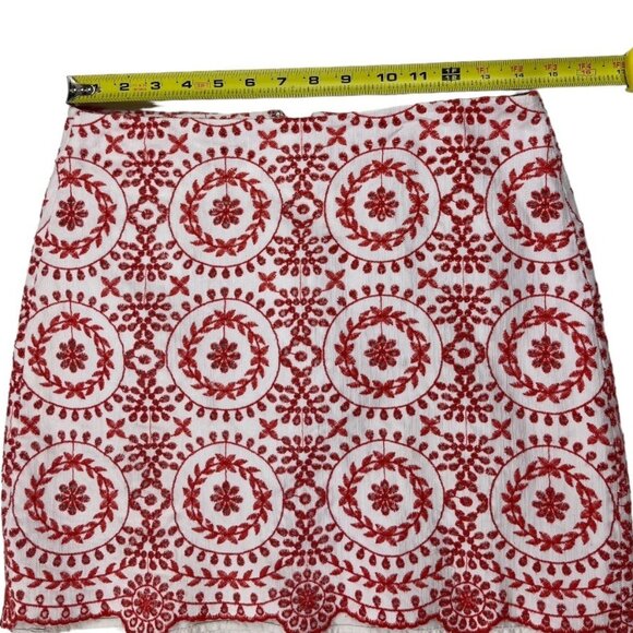 Ann Taylor LOFT Embroidered Colorful Mini Skirt Fully Lined Size 4 Petite - Picture 5 of 13